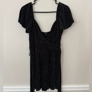 Express Black Mini Dress with Ruffle Sleeves